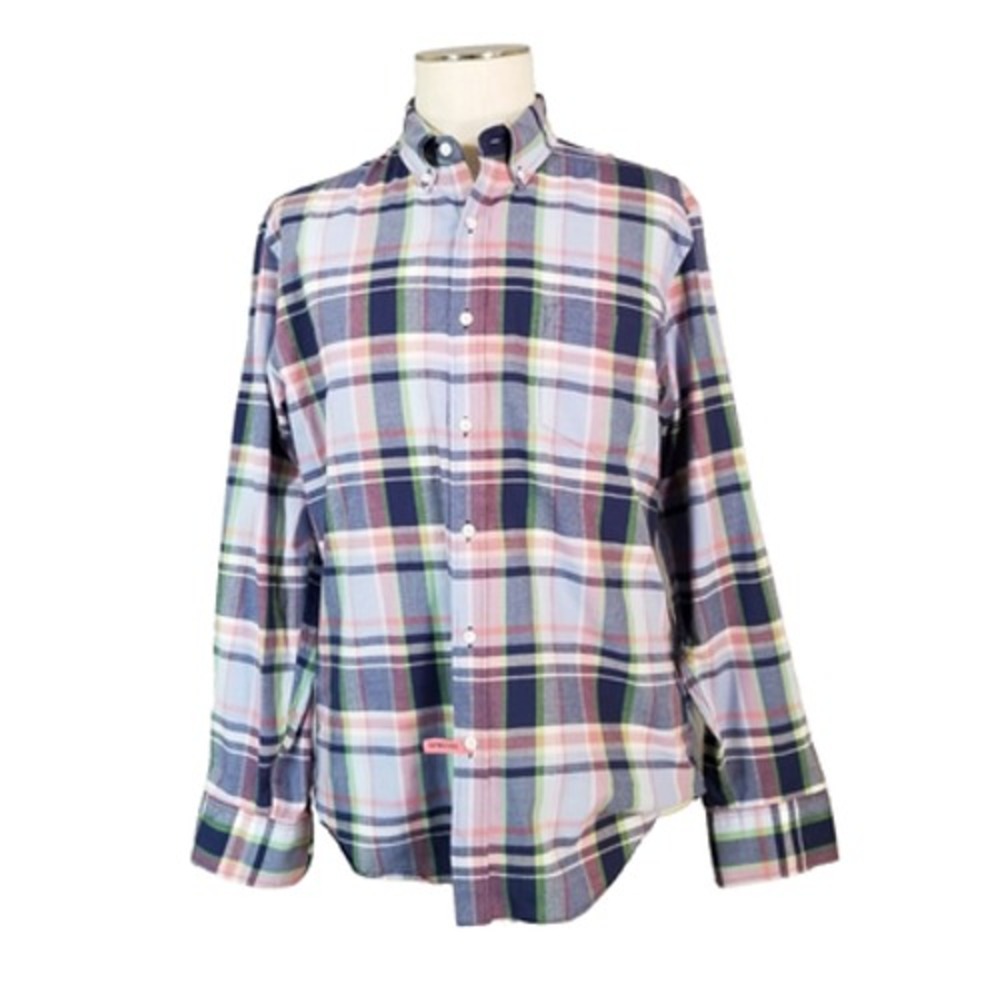 J. Crew shirt men's medium blue plaid cotton long sleeve dress preppy